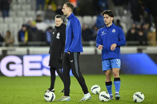 Club Brugge v KV Kortrijk - Jupiler Pro League BRUGGE, BELGIUM - JANUARY 25 : Jashari Ardon midfielder of Club Brugge and Nilsson Gustaf forward of Club Brugge pictured during a pre match warming up exercise prior to the Jupiler Pro League match between Club Brugge and KV Kortrijk on January 25, 2025 in Brugge, Belgium, 25 01 2025 Brugge Belgium Copyright: xNicoxVereeckenx