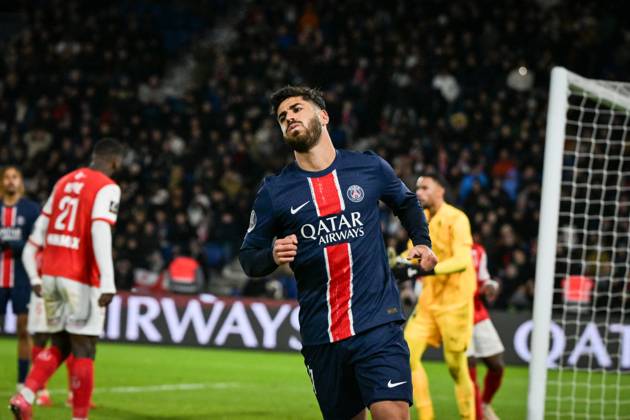 Ligue 1 PSG vs Stade de Reims - FA Paris Saint-Germain’s forward Marco Asensio reacts during the French L1 football match between Paris Saint-Germain and Stade de Reims at the Parc des Princes stadium in Paris on January 25, 2025. Photo by Firas Abdullah ABACAPRESS.COM Paris Île-de-France France  Copyright: xAbdullahxFiras ABACAx