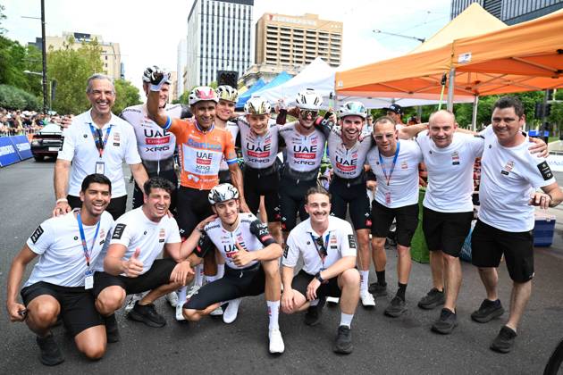 26-01-2025 Tour Down Under; Tappa 06 Adelaide City Council; 2025, Uae Team Emirates - Xrg; Narvaez, Jhonnatan; Agostini, Andrea; Adelaide; 