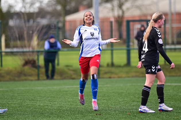 Soccer I Women I 2024 2025 season I Test match I Hamburger SV Kolding IF I 25 01 2025 Goal celebration, jubilation, enthusiasm, euphoria, joy, happiness, cheerfulness at Sibel Agirman 2, Hamburger SV Copyright: xLobeca WolfxGebhardtx