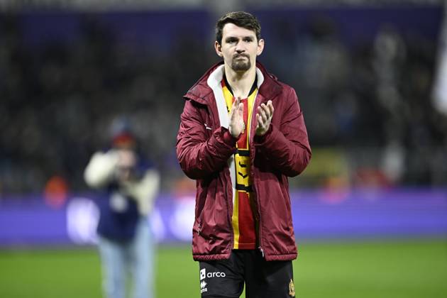 RSC Anderlecht v KV Mechelen - Jupiler Pro League ANDERLECHT, BELGIUM - JANUARY 26 : Raman Benito forward of KV Mechelen greeting the fans despite the defeat during the Jupiler Pro League match between RSC Anderlecht and KV Mechelen on January 26, 2025 in Anderlecht, Belgium, 26 01 2025 Anderlecht Belgium Copyright: xNicoxVereeckenx