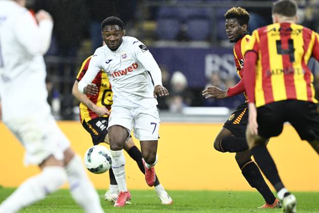 RSC Anderlecht v KV Mechelen - Jupiler Pro League ANDERLECHT, BELGIUM - JANUARY 26 : Amuzu Francis midfielder of RSC Anderlecht is attacking during the Jupiler Pro League match between RSC Anderlecht and KV Mechelen on January 26, 2025 in Anderlecht, Belgium, 26 01 2025 Anderlecht Belgium Copyright: xNicoxVereeckenx