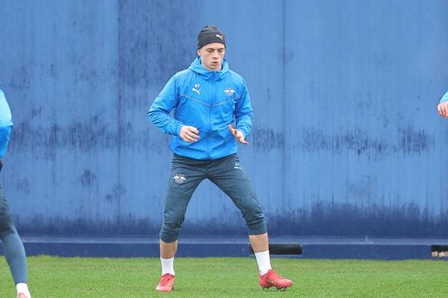RB Leipzig Training Champions League Leipzig, 28 01 2025, RBL Training Center, UEFA Champions League, RB LEIPZIG Final training before tomorrows match at Sturm Graz , In the picture Viggo Gebel , For editorial use only Editorial use only ,