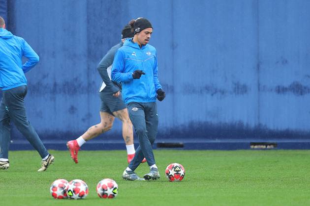 RB Leipzig Training Champions League Leipzig, 28 01 2025, RBL Training Center, UEFA Champions League, RB LEIPZIG Final training before tomorrows match at Sturm Graz , In the picture Yussuf Yurary Poulsen , For editorial use only Editorial use only ,