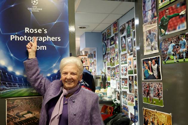 MANCHESTER, UNITED KINGDOM: 21 NOVEMBER 2012 Rose Woolrich who takes care of the Photographers™ Room at the Etihad Stadium prior to the UEFA Champions League Group D soccer match between Manchester City and Real Madrid at the Etihad Stadium, United Kingdom on 21 November 2012. Manchester City FC v Real Madrid FC UCL_2012-2013