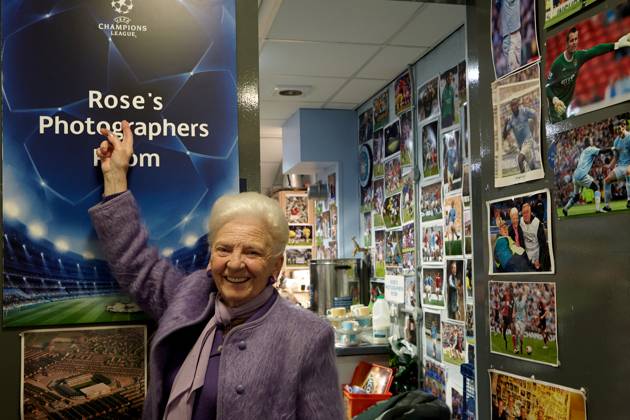 MANCHESTER, UNITED KINGDOM: 21 NOVEMBER 2012 Rose Woolrich who takes care of the Photographers™ Room at the Etihad Stadium prior to the UEFA Champions League Group D soccer match between Manchester City and Real Madrid at the Etihad Stadium, United Kingdom on 21 November 2012. Manchester City FC v Real Madrid FC UCL_2012-2013