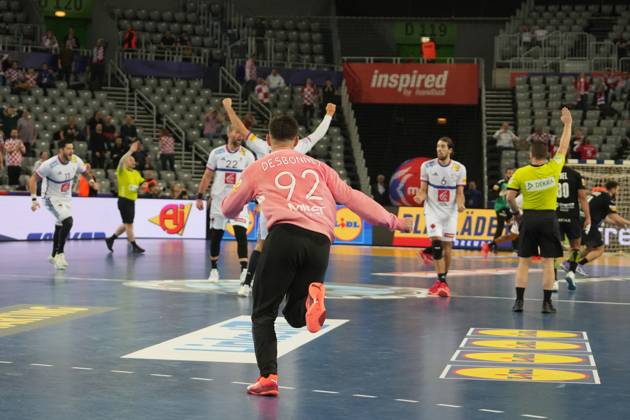 Handball - IHF Men s World Championship, WM, Weltmeisterschaft - France V Egypt Celebration Team France during the IHF Men s World Championship 2025, Quarter-Finals Handball match between France and Egypt on 28 January 2025 at Arena Zagreb in Zagreb, Croatia - Photo Laurent Lairys ABACAPRESS.COM Zagreb Croatia  Copyright: xLairysxLaurent ABACAx