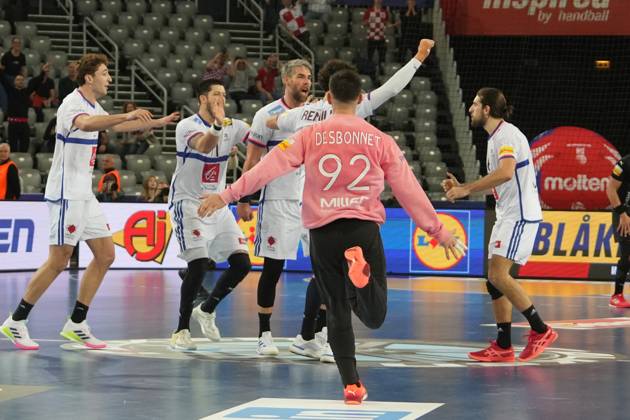 Handball - IHF Men s World Championship, WM, Weltmeisterschaft - France V Egypt Celebration Team France during the IHF Men s World Championship 2025, Quarter-Finals Handball match between France and Egypt on 28 January 2025 at Arena Zagreb in Zagreb, Croatia - Photo Laurent Lairys ABACAPRESS.COM Zagreb Croatia  Copyright: xLairysxLaurent ABACAx