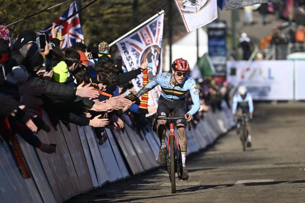 2025 UCI Cyclo-Cross WC - Men Under 23 LIEVIN, FRANCE - FEBRUARY 01 : De Bruyckere Kay (BEL) at the finish line coming in second during the 2025 UCI Cyclo-Cross World Championships for Men Under 23 on February 01, 2025 in Lievin, France, 01 02 2025 Lievin France  Copyright: xNicoxVereeckenx
