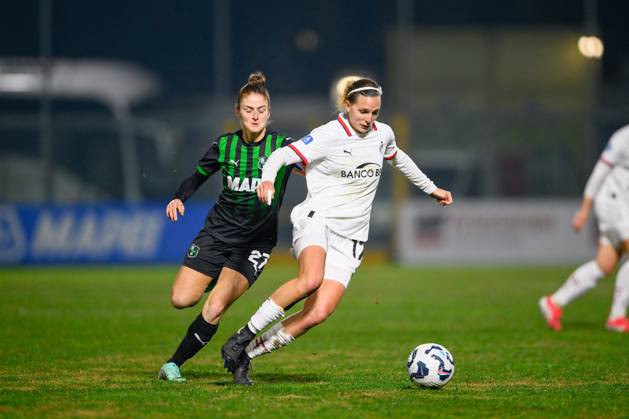 CALCIO - Serie A Femminile - US Sassuolo vs AC Milan Valery Vigilucci ( AC Milan ) Valeria Monterubbiano ( U.S. Sassuolo Calcio ) during US Sassuolo vs AC Milan, Italian football Serie A Women match in Sassuolo, Italy, February 01 2025 Sassuolo Italy Copyright: xIPAxSport ABACAx