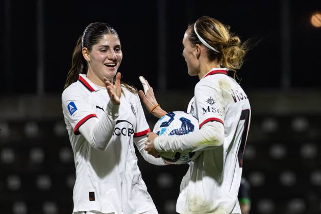 CALCIO - Serie A Femminile - US Sassuolo vs AC Milan Valery Vigilucci of Milan Women and Valery Vigilucci of Milan Women celebrates the goal during the Serie A Femminile match between Sassuolo Women and Milan Women at Stadio Enzo Ricci Sassuolo on January 2, 2025 in Sassuolo, Italy. Sassuolo Italy  Copyright: xIPAxSport ABACAx