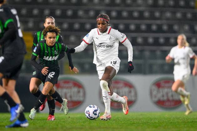 CALCIO - Serie A Femminile - US Sassuolo vs AC Milan Evelyn Ijeh ( AC Milan ) Kassandra Missipo ( U.S. Sassuolo Calcio ) during US Sassuolo vs AC Milan, Italian football Serie A Women match in Sassuolo, Italy, February 01 2025 Sassuolo Italy  Copyright: xIPAxSport ABACAx