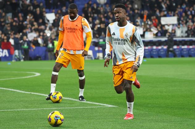 RCD Espanyol de Barcelona v Real Madrid CF - La Liga EA Sports Vinicius Junior trains before the match between RCD Espanyol and Real Madrid CF, corresponding to week 22 of LaLiga EA Sports, at the RCDE Stadium in Barcelona, Spain, on February 1, 2025. Barcelona Barcelona Spain Copyright: xUrbanandsportx originalFilename:urbanandsport-rcdespan250201_npqOW