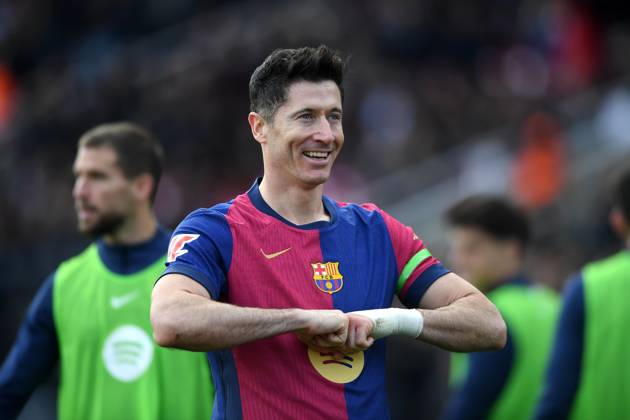 FC Barcelona, Barca v DEPORTIVO ALAVES. OLIMPIC STADIUM LLUIS COMPANYS. MONTJUIC,BARCELONA. February 2,2025 FC BARCELONA vs DEPORTIVO ALAVES. February 2, 2025 Robert Lewandowski (9) of FC Barcelona celebrates scoring his team s first goal during the match between FC Barcelona and Deportivo Alaves corresponding to the twenty two day of La Liga EA Sports at Olimpic Stadium Lluis Companys of Montjuic in Barcelona, Spain. Barcelona ESP Copyright: xS.xRosx
