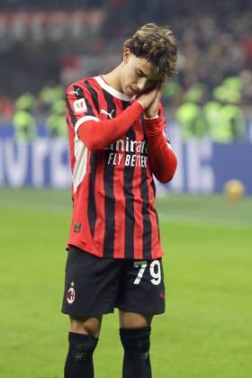 JOAO FELIX SEQUEIRA, Milan, Coppa Italia, Italian Cup, 2024-25, Milan vs Roma 3-1, 05-02-2025, Esultanza, Celebration, Jubel COPPA ITALIA 2024-25 MILAN-ROMA 3-1