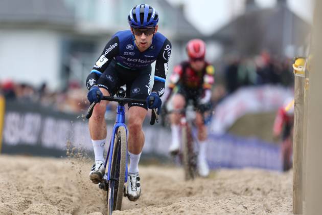 Dutch Lars Van Der Haar pictured in action during the men elite race of the Noordzeecross cyclocross cycling event in Middelkerke, the eighth and last race of the Superprestige competition on Saturday 08 February 2025. DAVIDxPINTENS  x111987209x