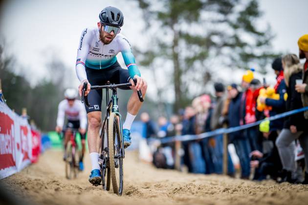 Dutch Joris Nieuwenhuis pictured in action during the men s elite race of the Krawatencross cyclocross in Lille, stage 7 (out of 8) in the X2O Trofee Veldrijden competition, Sunday 09 February 2025. JASPERxJACOBS x112088217x