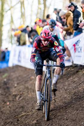 Belgian Michael Vanthourenhout pictured in action during the men elite race of the Brussels Universities cyclocross cycling event, stage 8 8 in the X20 Badkamers Trofee competition, Sunday 16 February 2025 in Brussels, Belgium. JASPERxJACOBS  x112600807x
