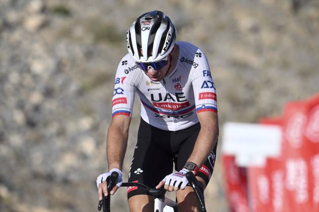 UAE Tour 2025 - Stage 3 JEBEL JAIS, UNITED ARAB EMIRATES - FEBRUARY 19 : Novak Domen (SLO) of UAE Team Emirates during Stage 3 of the UAE Tour 2025 cycling race with start in Ras Al Khaimah and finish in Jebel Jais (181km) on February 19, 2025 in Jebel Jais, United Arab Emirates, 19 02 2025 Jebel Jais United Arab Emirates  Copyright: xPeterxDexVoechtx