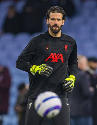 Football - FA Premier League - Aston Villa FC v Liverpool FC BIRMINGHAM, ENGLAND - Wednesday, February 19, 2025: Liverpool s goalkeeper Alisson Becker during the pre-match warm-up before the FA Premier League match between Aston Villa FC and Liverpool FC at Villa Park. (Photo by David Rawcliffe Propaganda) BIRMINGHAM Villa Park WEST MIDLANDS ENGLAND Copyright: xDavidxRawcliffex P2025-02-19-Aston_Villa_Liverpool-19