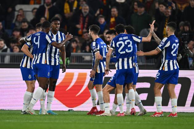 CALCIO - UEFA Europa League - AS Roma vs FC Porto Samu Omorodion of F.C. Porto celebrates after scoring the goal to make it 0-1 during the 2024 25 UEFA Europa League knockout play-off second leg match between A.S. Roma and F.C. Porto at Olympic Stadium on February 20, 2025 in Rome, Italy. Rome Italy  Copyright: xIPAxSport ABACAx