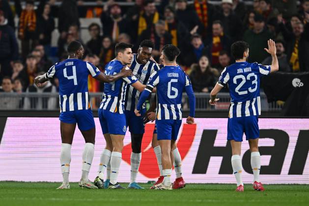 CALCIO - UEFA Europa League - AS Roma vs FC Porto Samu Omorodion of F.C. Porto celebrates after scoring the goal to make it 0-1 during the 2024 25 UEFA Europa League knockout play-off second leg match between A.S. Roma and F.C. Porto at Olympic Stadium on February 20, 2025 in Rome, Italy. Rome Italy  Copyright: xIPAxSport ABACAx