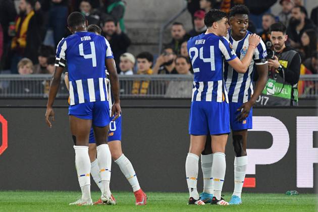 CALCIO - UEFA Europa League - AS Roma vs FC Porto Samu Omorodion of FC Porto celebrates scoring his goal during the Europa League Knockout phase play-offs 2nd leg match between AS Roma v FC Porto at Olympic stadium, Mattia Vian during AS Roma vs FC Porto, Football Europa League match in Rome, Italy, February 20 2025 Rome Italy  Copyright: xIPAxSport ABACAx