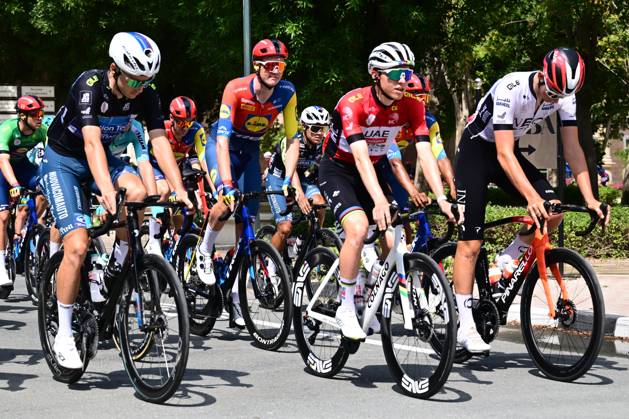 UAE Tour 2025 - Stage 5 DUBAI, UNITED ARAB EMIRATES - FEBRUARY 21 : Pogacar Tadej (SLO) of UAE Team Emirates during Stage 5 of the UAE Tour 2025 cycling race with start in American University in Dubai and finish in Hamdan Bin Mohammed Smart University (160 km) on February 21, 2025 in Dubai, United Arab Emirates, 21 02 2025 Dubai United Arab Emirates  Copyright: xPeterxDexVoechtx