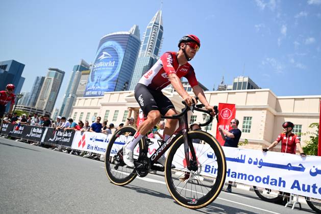 UAE Tour 2025 - Stage 5 DUBAI, UNITED ARAB EMIRATES - FEBRUARY 21 : De Schuyteneer Steffen (BEL) of Lotto during Stage 5 of the UAE Tour 2025 cycling race with start in American University in Dubai and finish in Hamdan Bin Mohammed Smart University (160 km) on February 21, 2025 in Dubai, United Arab Emirates, 21 02 2025 Dubai United Arab Emirates  Copyright: xPeterxDexVoechtx