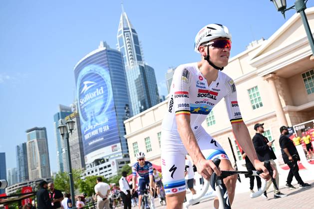 UAE Tour 2025 - Stage 5 DUBAI, UNITED ARAB EMIRATES - FEBRUARY 21 : Merlier Tim (BEL) of Soudal Quick-Step during Stage 5 of the UAE Tour 2025 cycling race with start in American University in Dubai and finish in Hamdan Bin Mohammed Smart University (160 km) on February 21, 2025 in Dubai, United Arab Emirates, 21 02 2025 Dubai United Arab Emirates  Copyright: xPeterxDexVoechtx