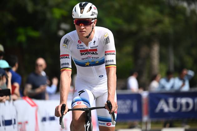 UAE Tour 2025 - Stage 5 DUBAI, UNITED ARAB EMIRATES - FEBRUARY 21 : Merlier Tim (BEL) of Soudal Quick-Step during Stage 5 of the UAE Tour 2025 cycling race with start in American University in Dubai and finish in Hamdan Bin Mohammed Smart University (160 km) on February 21, 2025 in Dubai, United Arab Emirates, 21 02 2025 Dubai United Arab Emirates  Copyright: xPeterxDexVoechtx