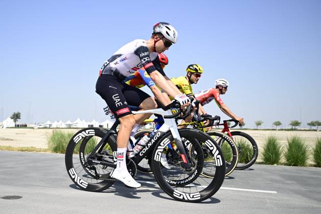 UAE Tour 2025 - Stage 6 ABU DHABI , UNITED ARAB EMIRATES - FEBRUARY 22 : Vermeersch Florian (BEL) of UAE Team Emirates during Stage 6 of the UAE Tour 2025 cycling race with start in Abu Dhabi Cycling Club and finish in Abu Dhabi Breakwater (165 km) on February 22, 2025 in Abu Dhabi , United Arab Emirates, 22 02 2025 Abu Dhabi United Arab Emirates  Copyright: xPeterxDexVoechtx