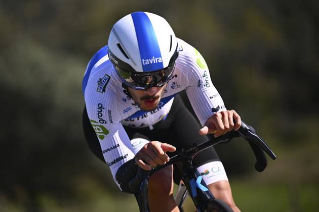2025 Volta Algarve cycling race - Stage 5 MALHAO, PORTUGAL - FEBRUARY 23 : Campos Francisco (POR) of AP Hotels & Resorts Tavira SC Farense during stage 5, an individual time trial, of the 51th edition of the Volta Algarve cycling race, with start in Salir and finish in Malhao on February 23, 2025 in Malhao, Portugal, 23 02 2025 ( Motordriver Kenny Verfaillie - Malhao Portugal  Copyright: xTomasxSiskx