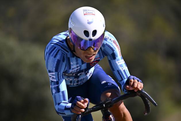 2025 Volta Algarve cycling race - Stage 5 MALHAO, PORTUGAL - FEBRUARY 23 : Guavita Cesar (COL) of Gi Group Holding - Simoldes - Udo during stage 5, an individual time trial, of the 51th edition of the Volta Algarve cycling race, with start in Salir and finish in Malhao on February 23, 2025 in Malhao, Portugal, 23 02 2025 ( Motordriver Kenny Verfaillie - Malhao Portugal  Copyright: xTomasxSiskx