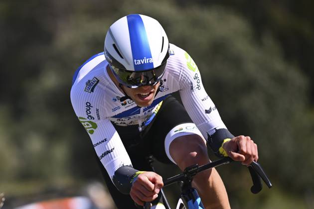 2025 Volta Algarve cycling race - Stage 5 MALHAO, PORTUGAL - FEBRUARY 23 : Barbosa Diogo (POR) of AP Hotels & Resorts Tavira SC Farense during stage 5, an individual time trial, of the 51th edition of the Volta Algarve cycling race, with start in Salir and finish in Malhao on February 23, 2025 in Malhao, Portugal, 23 02 2025 ( Motordriver Kenny Verfaillie - Malhao Portugal  Copyright: xTomasxSiskx