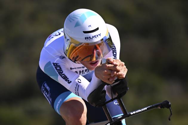 2025 Volta Algarve cycling race - Stage 5 MALHAO, PORTUGAL - FEBRUARY 23 : Olivo Bryan (ITA) of Bahrain Victorious during stage 5, an individual time trial, of the 51th edition of the Volta Algarve cycling race, with start in Salir and finish in Malhao on February 23, 2025 in Malhao, Portugal, 23 02 2025 ( Motordriver Kenny Verfaillie - Malhao Portugal Copyright: xTomasxSiskx