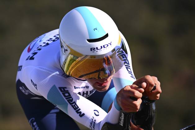 2025 Volta Algarve cycling race - Stage 5 MALHAO, PORTUGAL - FEBRUARY 23 : Tiberi Antonio (ITA) of Bahrain Victorious during stage 5, an individual time trial, of the 51th edition of the Volta Algarve cycling race, with start in Salir and finish in Malhao on February 23, 2025 in Malhao, Portugal, 23 02 2025 ( Motordriver Kenny Verfaillie - Malhao Portugal  Copyright: xTomasxSiskx