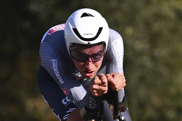 2025 Volta Algarve cycling race - Stage 5 MALHAO, PORTUGAL - FEBRUARY 23 : Vergallito Luca (ITA) of Alpecin-Deceuninck during stage 5, an individual time trial, of the 51th edition of the Volta Algarve cycling race, with start in Salir and finish in Malhao on February 23, 2025 in Malhao, Portugal, 23 02 2025 ( Motordriver Kenny Verfaillie - Malhao Portugal  Copyright: xTomasxSiskx