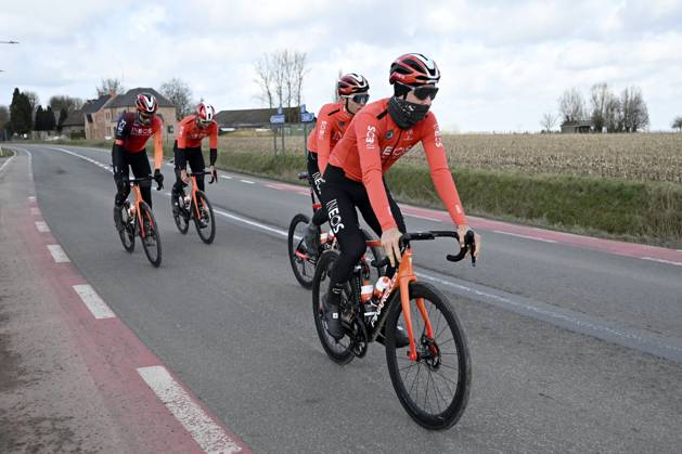 Flanders Classics opening weekend 2025 - training session 26 02 2025 GENT, BELGIUM - FEBRUARY 26 : riders of Ineos Grenadiers pictured during a during a training session ahead of the Flanders Classics opening weekend with Omloop Het Nieuwsblad and Kuurne Brussel Kuurne on February 26, 2025 in Gent, Belgium, 26 02 2025 Gent Belgium  Copyright: xJanxDexMeuleneirx