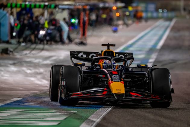 SAKHIR, BAHRAIN: Max Verstappen, racing for the Red Bull Racing team during the 2025 Formula 1 Bahrain Testing at the Bahrain International Circuit in Sakhir, Bahrain