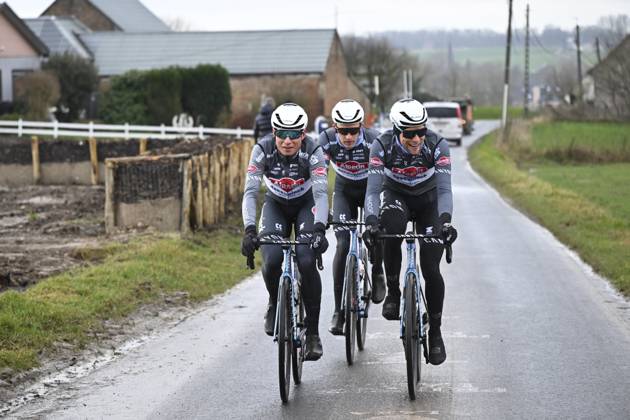 Flanders Classics opening weekend 2025 - training session 27 02 2025 GENT, BELGIUM - FEBRUARY 27 : Philipsen Jasper (BEL) of Alpecin-Deceuninck and teammates pictured during a training session ahead of the Flanders Classics opening weekend with Omloop Het Nieuwsblad and Kuurne Brussel Kuurne on February 27, 2025 in Gent, Belgium, 27 02 2025 Gent Belgium  Copyright: xJanxDexMeuleneirx