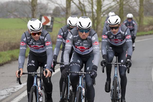 Flanders Classics opening weekend 2025 - training session 27 02 2025 GENT, BELGIUM - FEBRUARY 27 : Vermeersch Gianni (BEL) of Alpecin-Deceuninck, Philipsen Jasper (BEL) of Alpecin-Deceuninck pictured during a training session ahead of the Flanders Classics opening weekend with Omloop Het Nieuwsblad and Kuurne Brussel Kuurne on February 27, 2025 in Gent, Belgium, 27 02 2025 Gent Belgium  Copyright: xJanxDexMeuleneirx