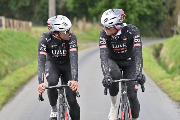 Flanders Classics opening weekend 2025 - training session 27 02 2025 GENT, BELGIUM - FEBRUARY 27 : riders of Uae Team Emirates - XRG pictured during a training session ahead of the Flanders Classics opening weekend with Omloop Het Nieuwsblad and Kuurne Brussel Kuurne on February 27, 2025 in Gent, Belgium, 27 02 2025 Gent Belgium  Copyright: xJanxDexMeuleneirx