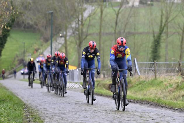 Flanders Classics opening weekend 2025 - training session 27 02 2025 GENT, BELGIUM - FEBRUARY 27 : riders of Lidl - Trek pictured during a training session ahead of the Flanders Classics opening weekend with Omloop Het Nieuwsblad and Kuurne Brussel Kuurne on February 27, 2025 in Gent, Belgium, 27 02 2025 Gent Belgium  Copyright: xJanxDexMeuleneirx