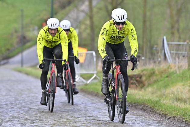 Flanders Classics opening weekend 2025 - training session 27 02 2025 GENT, BELGIUM - FEBRUARY 27 : riders of Intermarche - Wanty pictured during a training session ahead of the Flanders Classics opening weekend with Omloop Het Nieuwsblad and Kuurne Brussel Kuurne on February 27, 2025 in Gent, Belgium, 27 02 2025 Gent Belgium  Copyright: xJanxDexMeuleneirx