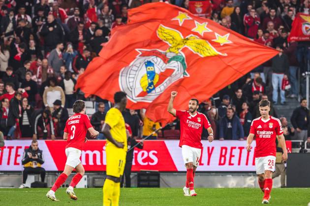 SL Benfica Vs SC Braga in Lisbon, Portugal - 26 Feb 2025 Vangelis Pavlidis (14) of SL Benfica celebrates a goal during the Portuguese Cup match between SL Benfica and SC Braga at Estadio da Luz. (Final score: SL Benfica 1 - 0 SC Braga) Lisbon Portugal Copyright: xHenriquexCasinhasx xSOPAxImagesx HCASINHAS_26022025_SLBENFICA_VS_SCBRAGA-025