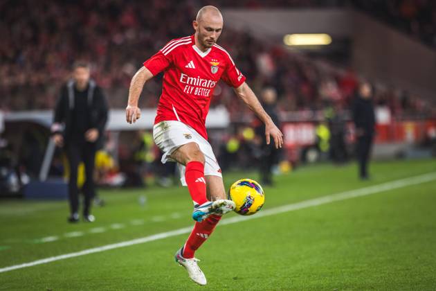 SL Benfica Vs SC Braga in Lisbon, Portugal - 26 Feb 2025 Fredrik Aursnes of SL Benfica in action during the Portuguese Cup match between SL Benfica and SC Braga at Estadio da Luz. (Final score: SL Benfica 1 - 0 SC Braga) Lisbon Portugal Copyright: xHenriquexCasinhasx xSOPAxImagesx HCASINHAS_26022025_SLBENFICA_VS_SCBRAGA-037
