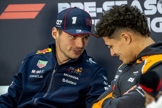 SAKHIR, BAHRAIN: Max Verstappen, racing for the Red Bull Racing team during the 2025 Formula 1 Bahrain Testing at the Bahrain International Circuit in Sakhir, Bahrain