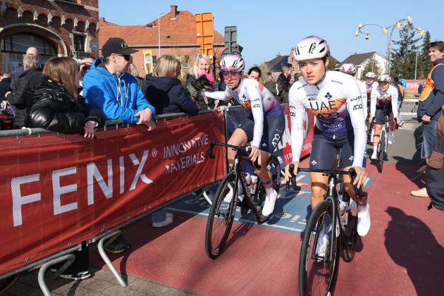 Fenix Omloop van het Hageland AARSCHOT TIELT - WINGE, Belgium 02 03 2025 UAE Team pictured during the Fenix Omloop van het Hageland on 02 March 2025 ( Picture by Gianni Barbieux Photo News ).  Copyright: xGiannixBarbieuxx