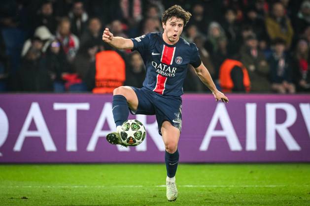 February 19, 2025, Paris, France, France: Joao NEVES of PSG during the UEFA Champions League match between Paris Saint-Germain (PSG) and Stade Brestois (Brest) at Parc des Princes Stadium on February 19, 2025 in Paris, France. Paris France - ZUMAm308 20250219_zsp_m308_030 Copyright: xMatthieuxMirvillex